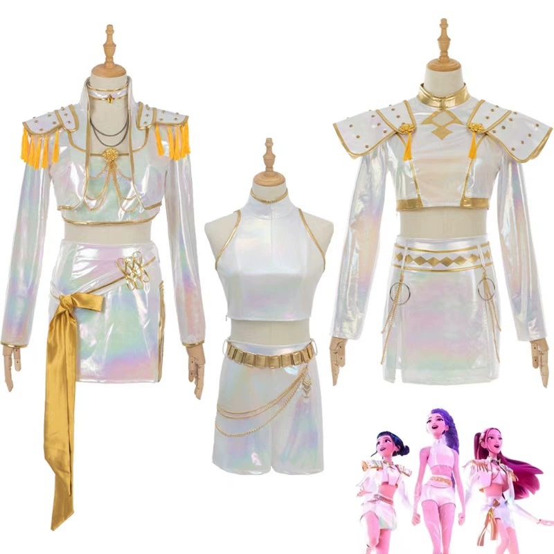 Halloween Costume Kids - Traje cosplay couro pu branco cantando