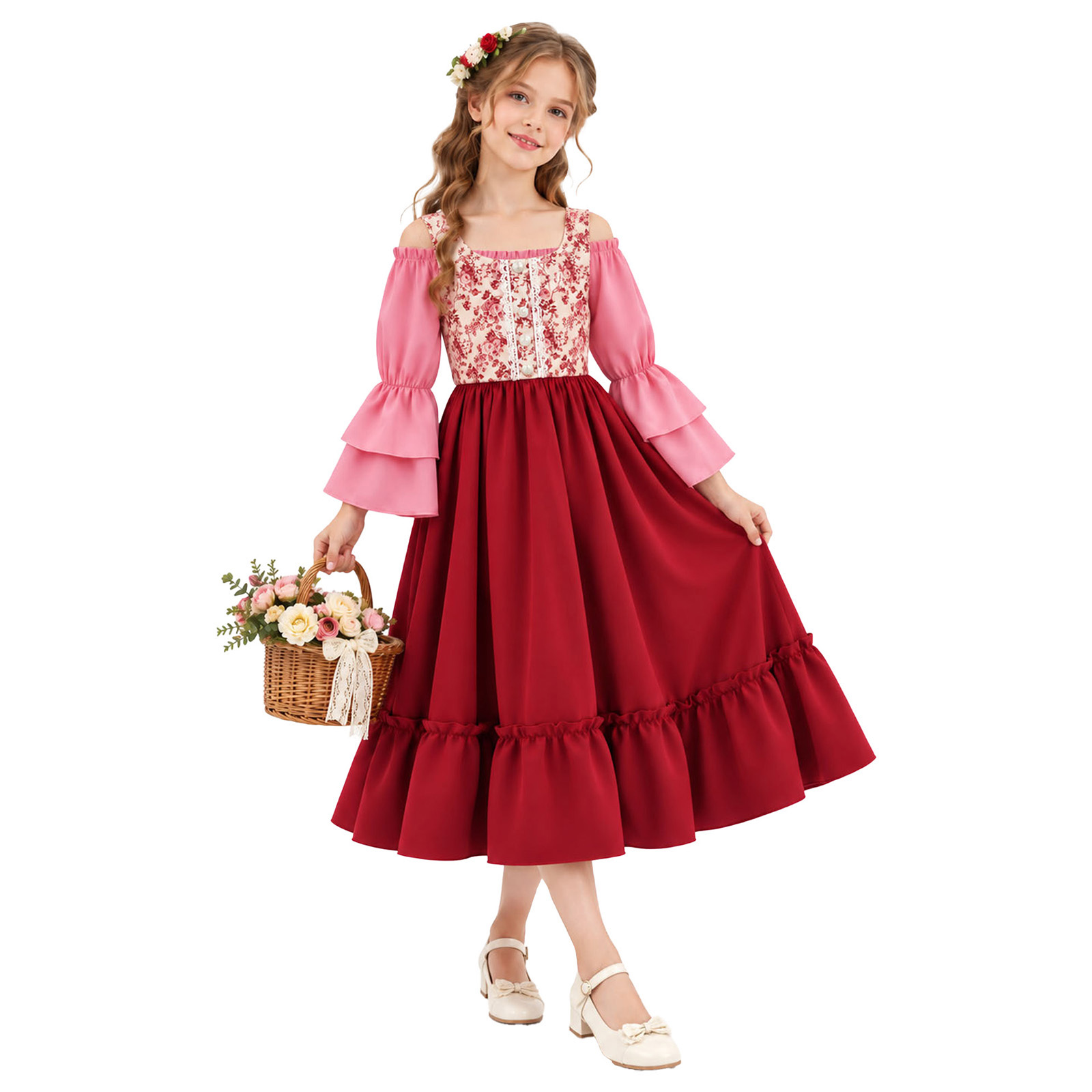 Halloween Costume Kids - Fantasia medieval renascentista para meninas, vestido