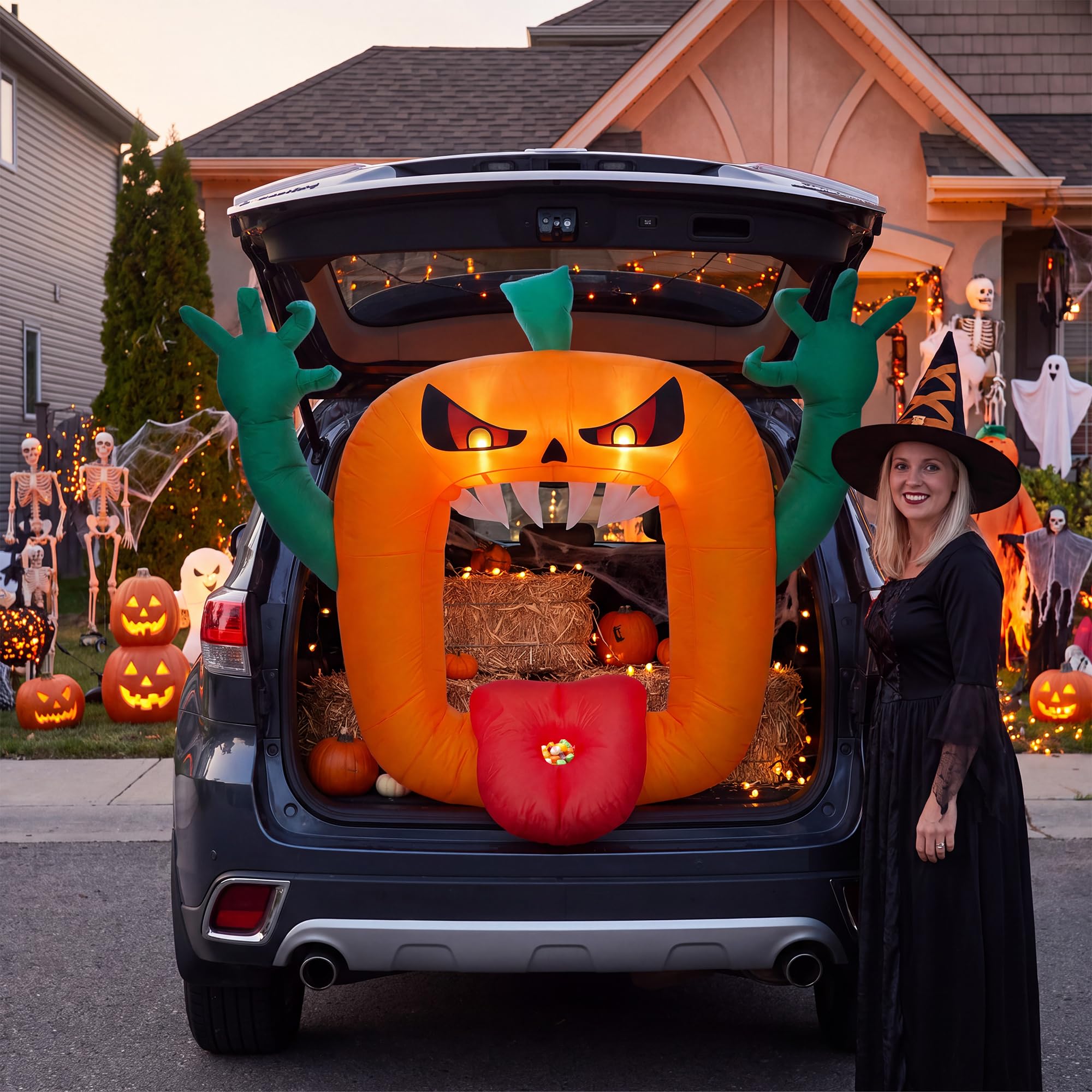 Halloween Pumpkin Decor Led - Abóbora Assustadora Inflável de Halloween de