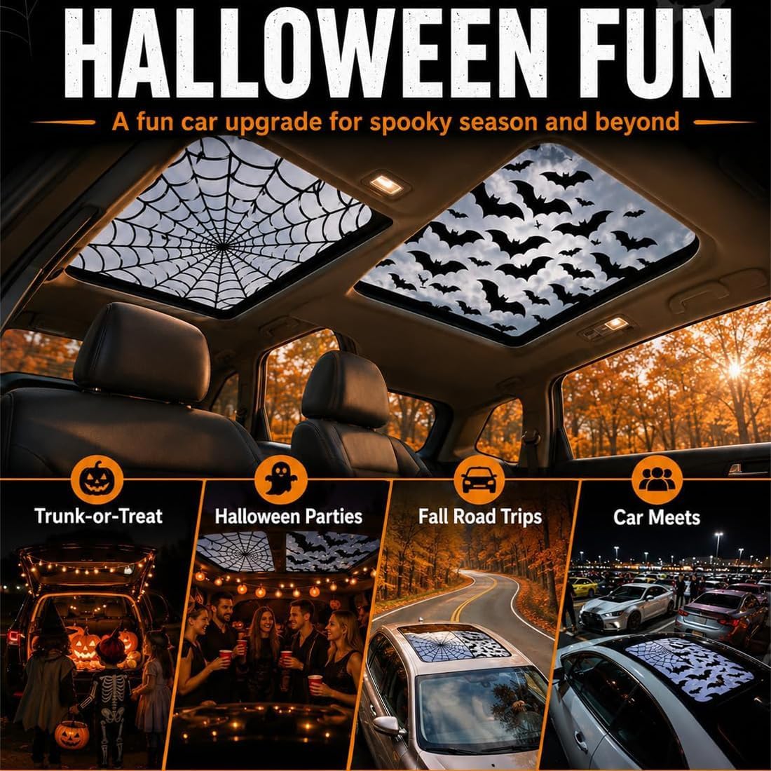 Adesivos para teto solar de ca - Spider Web Halloween Decoration avaliação e preço
