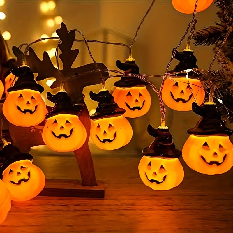 Luzes de Cordão de Abóbora de  - Halloween Led String Lights Orange avaliação e preço