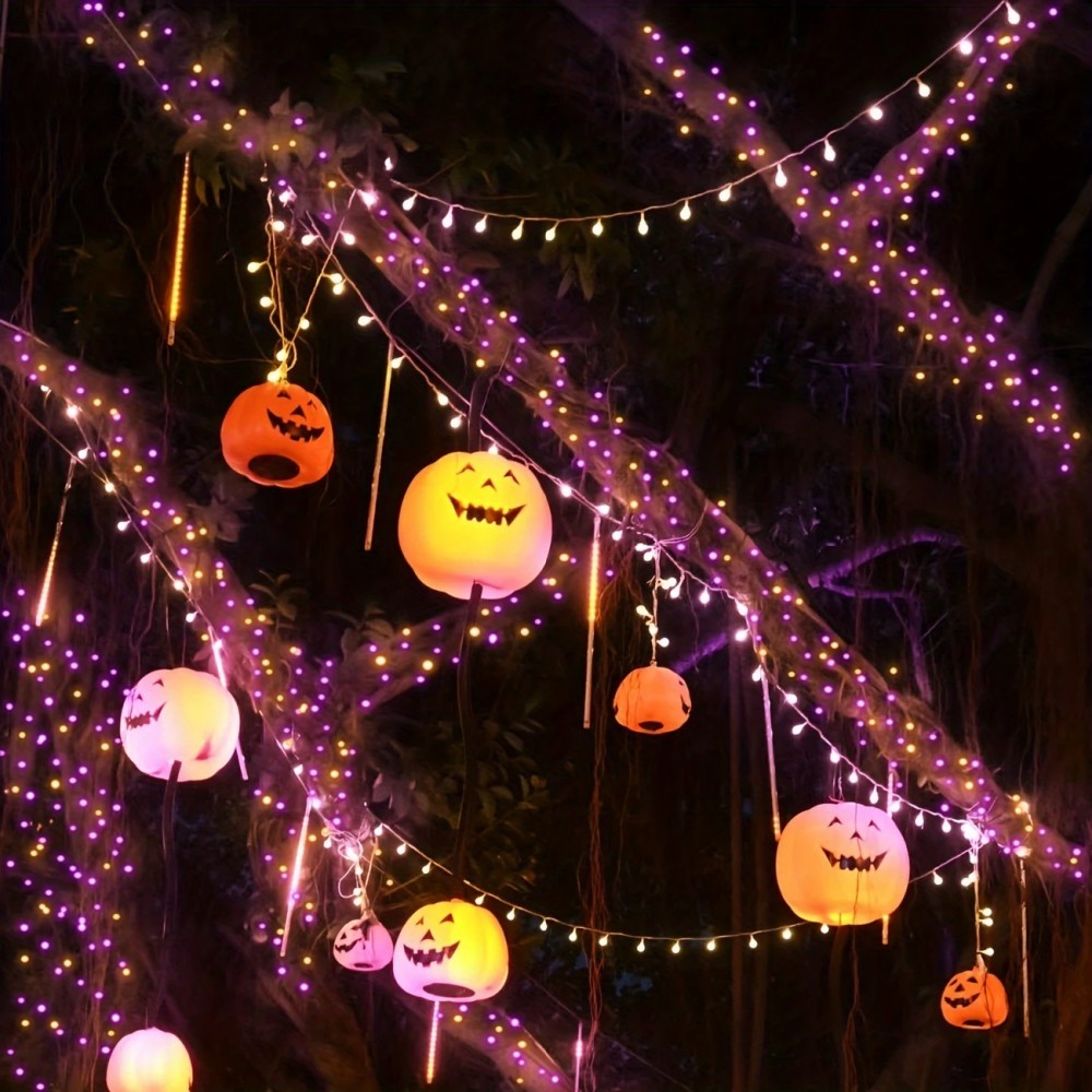 1PC 12M100LED Luzes Solares de - Halloween Led String Lights Orange avaliação e preço