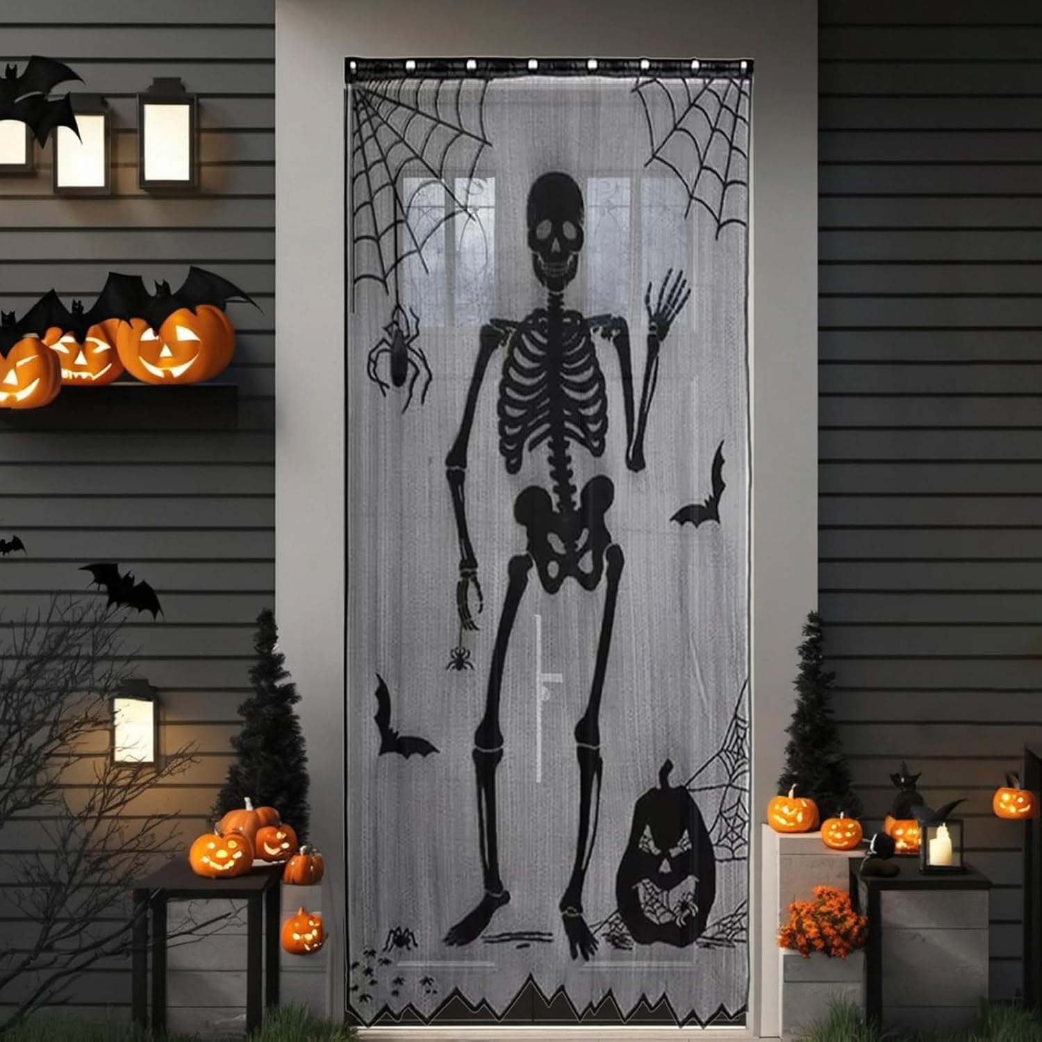 Cortina de Renda de Halloween  - Halloween Skeleton Decoration avaliação e preço