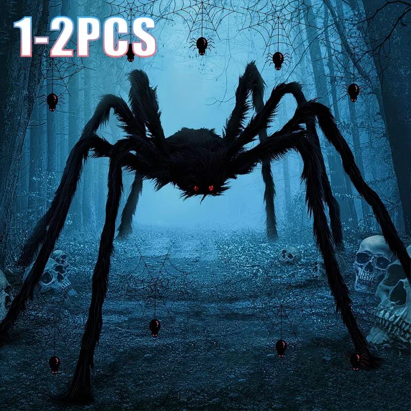 1-2 unidades de aranha de pelú - Spider Web Halloween Decoration avaliação e preço