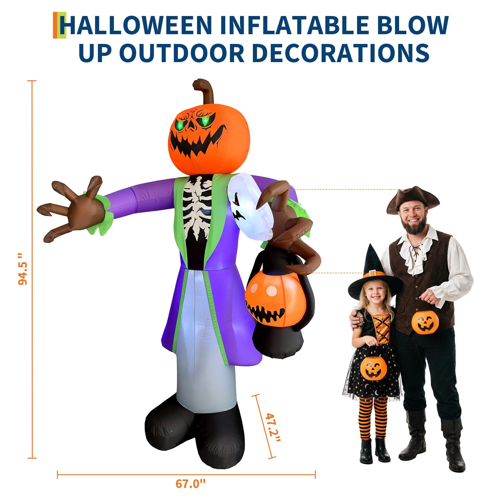 Abóbora inflável de Halloween  - Halloween Pumpkin Decor Led avaliação e preço